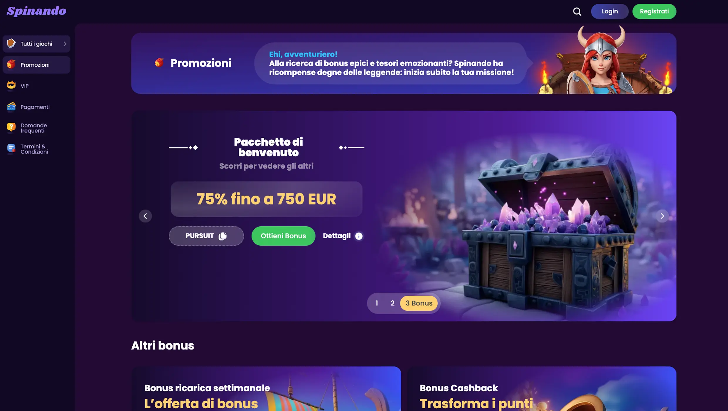 Pacchetto di Benvenuto Spinando Pacchetto di Benvenuto Spinando